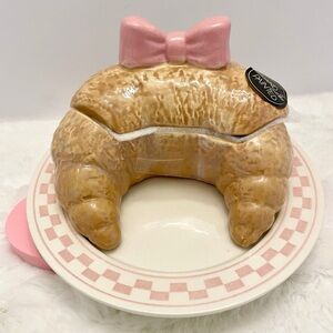 Pink Bow Croissant-Shaped Trinket Tray
